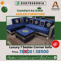 7-Seater Corner Sofa – Free Centre Table + Cushions, 10-Years Warranty