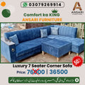 7-Seater Corner Sofa – Free Centre Table + Cushions, 10-Years Warranty
